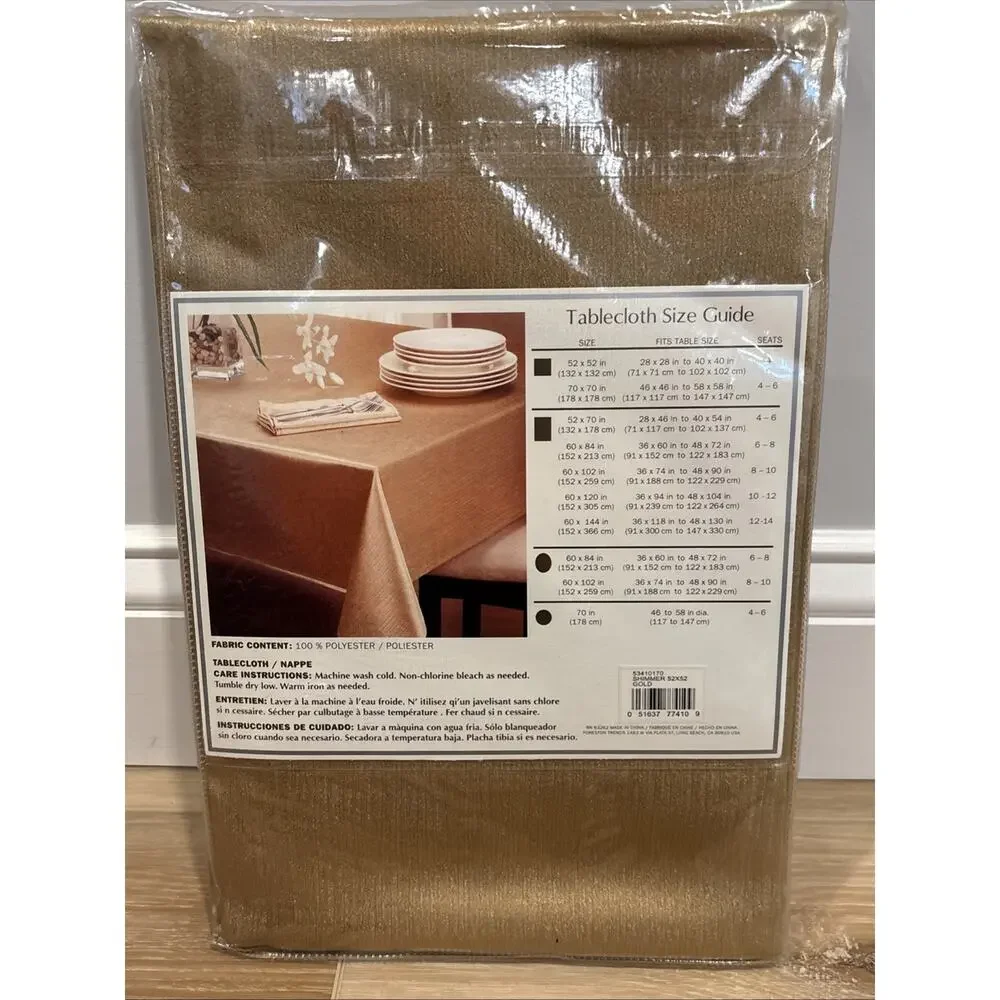 Bed Bath & Beyond Shimmer Tablecloth Gold 52x52” Brand New